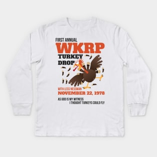 WKRP Thanksgiving Turkey Drop Thanksgiving Turkey Dinner Gift Funny T-Shirt Kids Long Sleeve T-Shirt